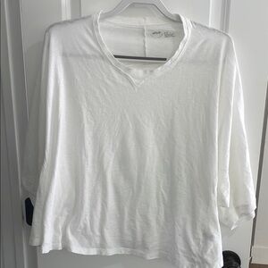 Aerie White 3/4 Sleeve cotton T-Shirt